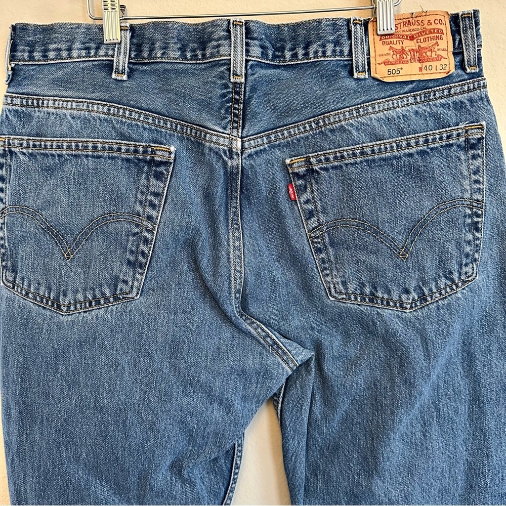 2004 Vintage 505 Levi’s Mens Regular Fit 40X32 Blue Jeans - Picture 3 of 6